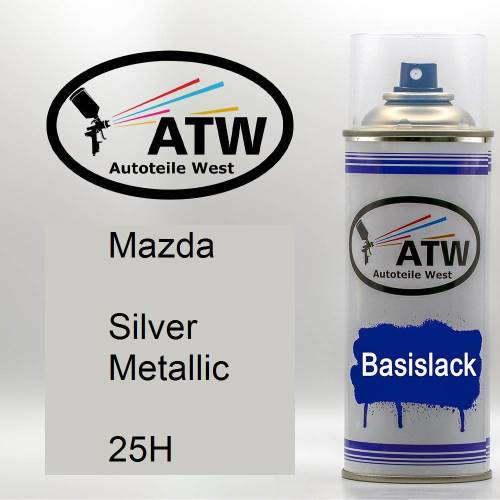 Mazda, Silver Metallic, 25H: 400ml Sprühdose, von ATW Autoteile West.